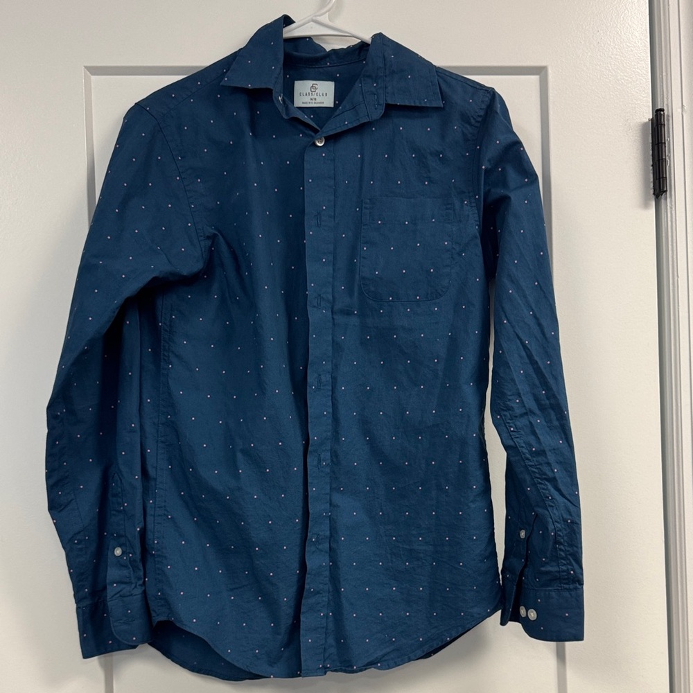 Youth Navy Dot Button-Down Shirt